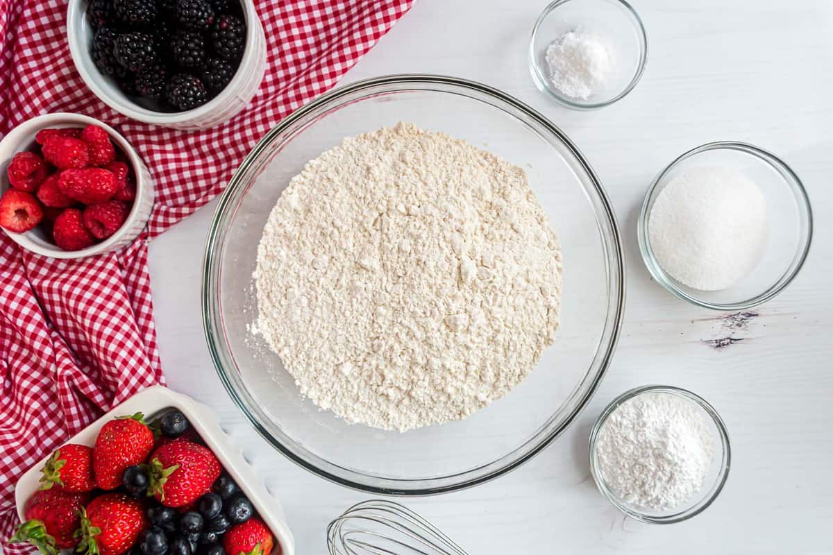 Ingredientes necesarios para la mezcla seca de panqueques.