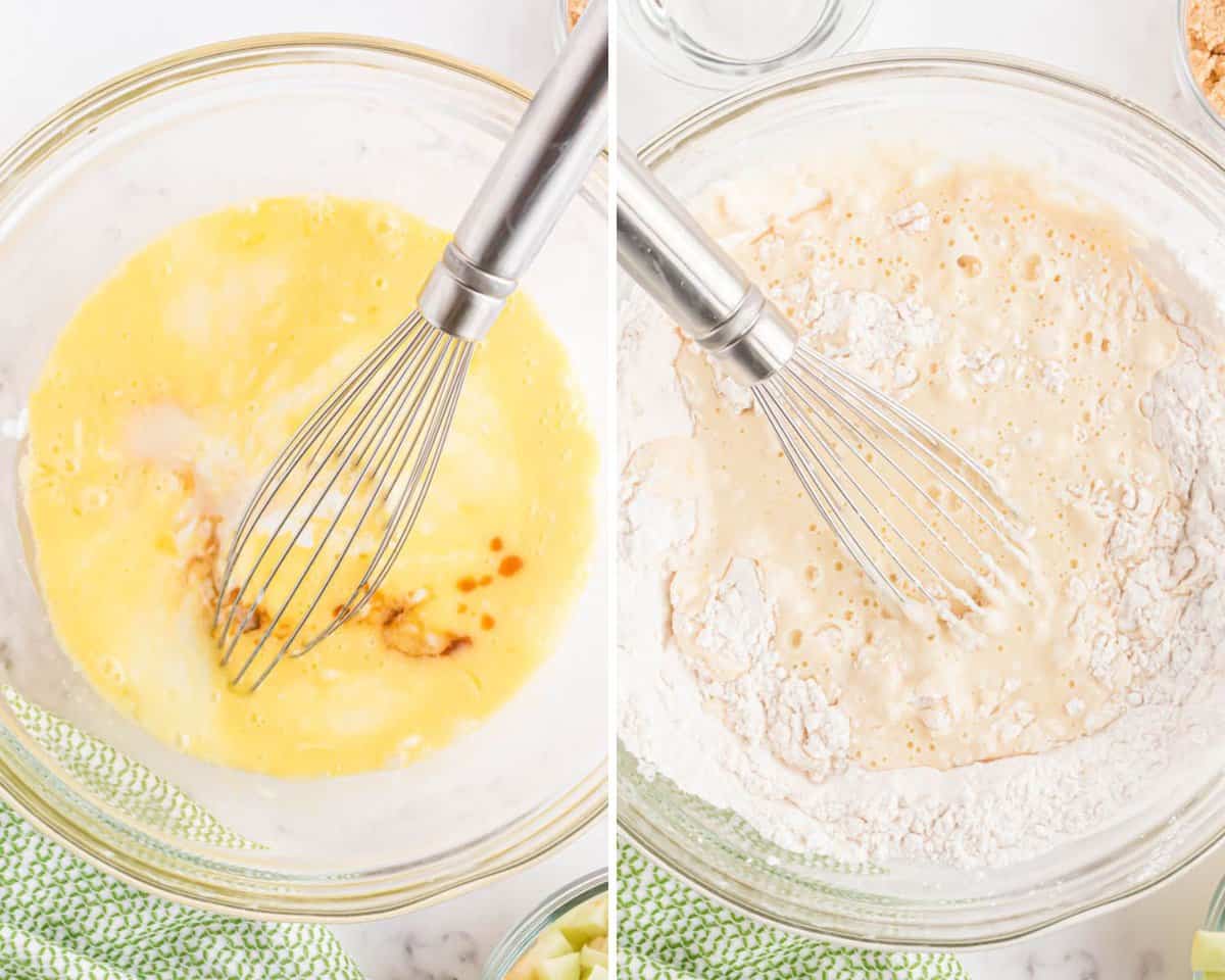 Ingredientes húmedos y secos para los panqueques.