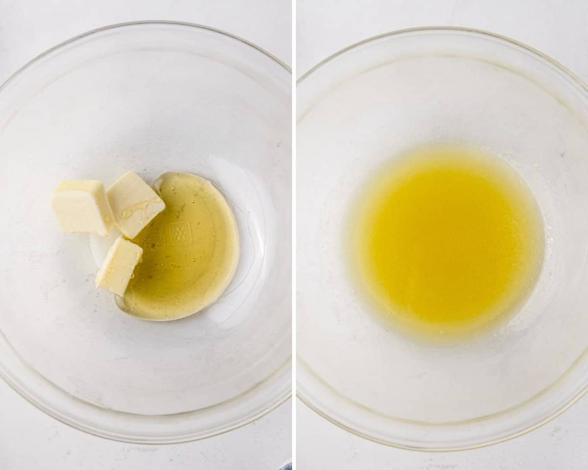 Mantequilla y miel antes y después de derretirse.