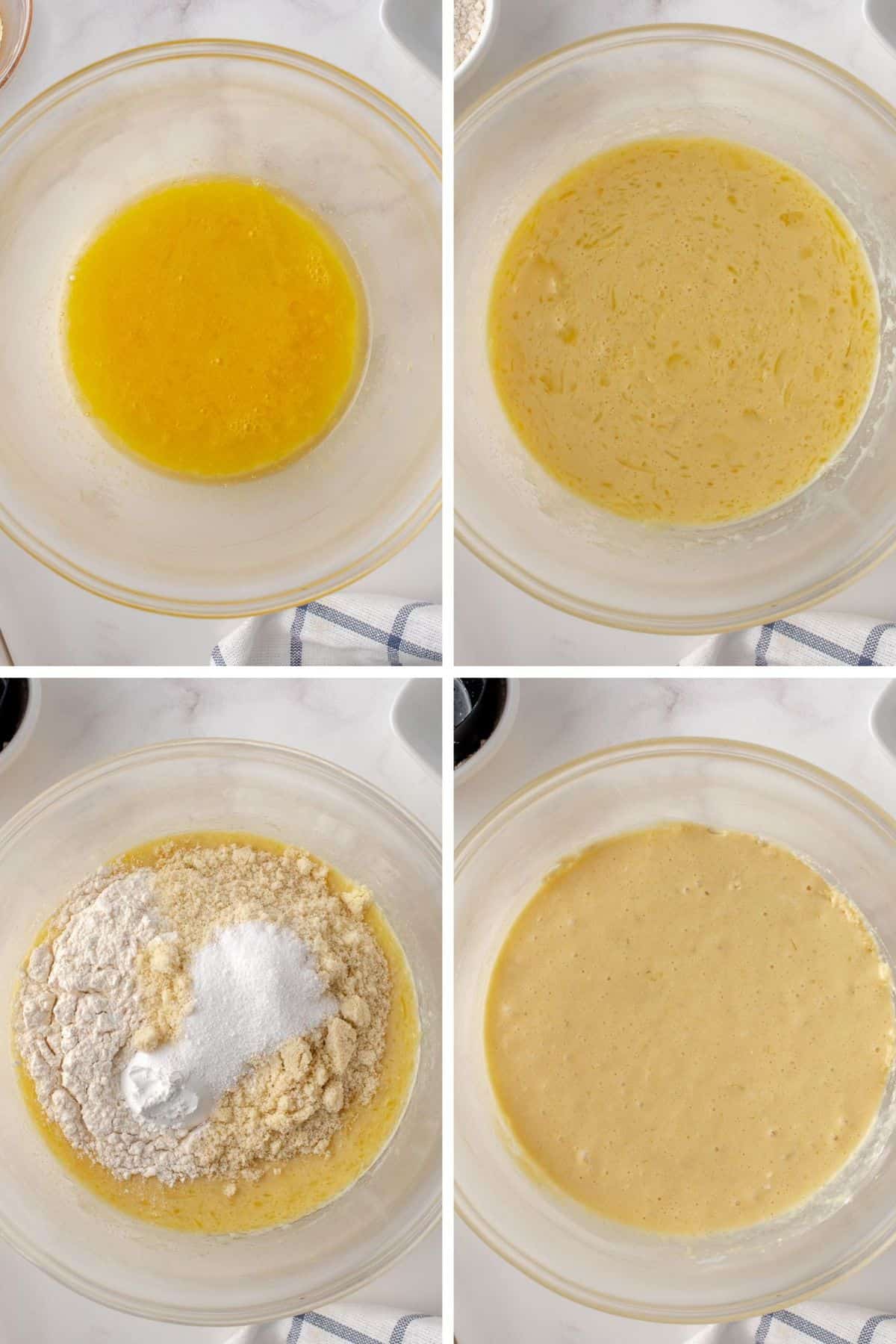 Pasos para hacer la masa de panqueques bajos en carbohidratos.