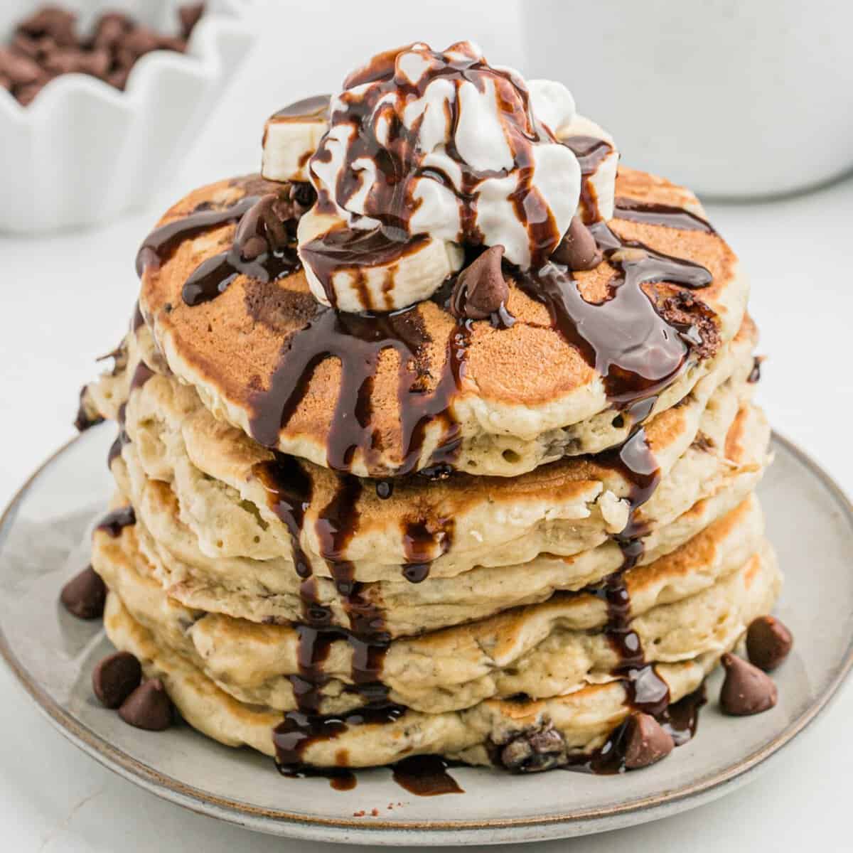 Panqueques de plátano con chispas de chocolate