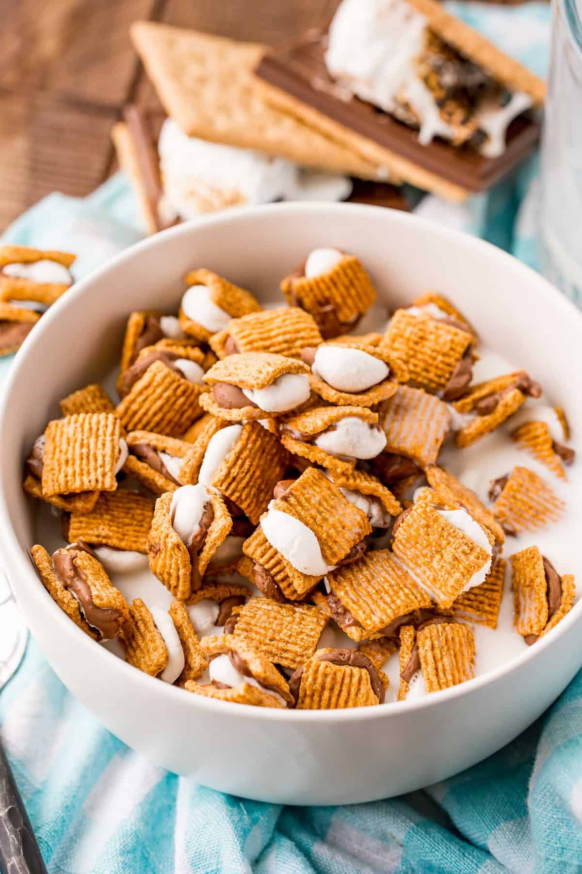 Tiny s'mores en una bandeja de horno.